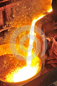 Pouring molten metal