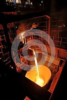 Pouring molten steel