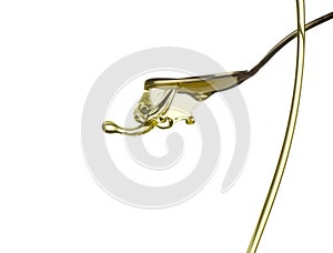 Pouring oil splash. Isolated on white background.