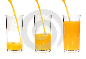 Pouring orange juice into the glass