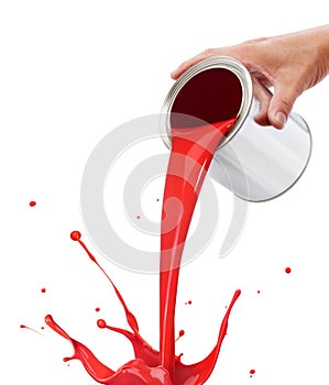 Pouring red paint