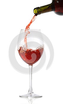 Pouring red wine into a glass