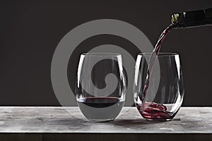 Pouring Red Wine into Glass