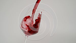Pouring Red Wine in Tilted Glass at 1000 fps