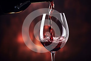 Pouring red wine to glass party restaurant bar gourmet celebration luxury taste splashing grape alcohol expensive drink