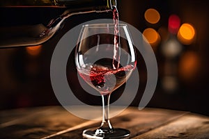 Pouring red wine to glass party restaurant bar gourmet celebration luxury taste splashing grape alcohol expensive drink