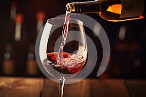 Pouring red wine to glass party restaurant bar gourmet celebration luxury taste splashing grape alcohol expensive drink
