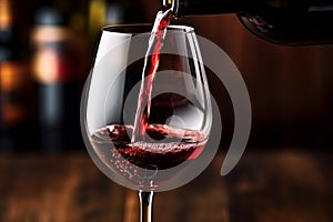 Pouring red wine to glass party restaurant bar gourmet celebration luxury taste splashing grape alcohol expensive drink