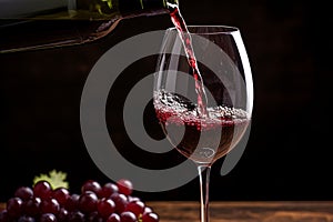 Pouring red wine to glass party restaurant bar gourmet celebration luxury taste splashing grape alcohol expensive drink