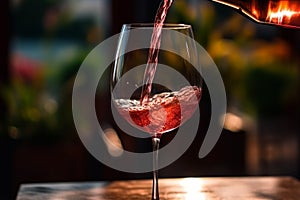 Pouring red wine to glass party restaurant bar gourmet celebration luxury taste splashing grape alcohol expensive drink