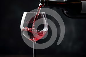 Pouring red wine to glass party restaurant bar gourmet celebration luxury taste splashing grape alcohol expensive drink