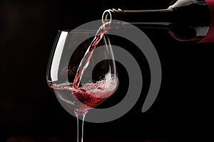 Pouring red wine to glass party restaurant bar gourmet celebration luxury taste splashing grape alcohol expensive drink