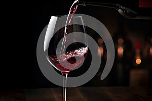 Pouring red wine to glass party restaurant bar gourmet celebration luxury taste splashing grape alcohol expensive drink