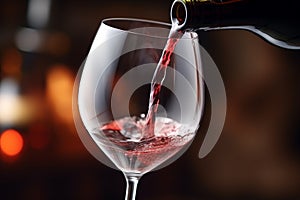 Pouring red wine to glass party restaurant bar gourmet celebration luxury taste splashing grape alcohol expensive drink