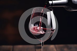 Pouring red wine to glass party restaurant bar gourmet celebration luxury taste splashing grape alcohol expensive drink