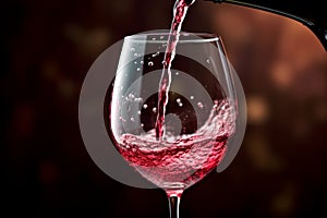 Pouring red wine to glass party restaurant bar gourmet celebration luxury taste splashing grape alcohol expensive drink