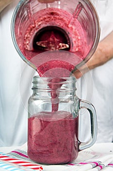 Pouring smoothie