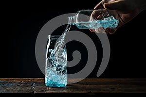 Pouring soda water bottle drink. Generate Ai