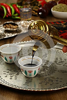 Pouring turkish coffee