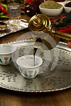 Pouring turkish coffee