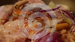 Pouring vegetable oi in a cooking pan