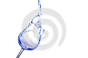 Pouring water into glass isolated on white