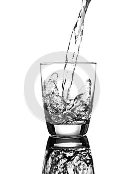 Pouring water on a glass photo