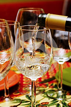 Pouring white wine