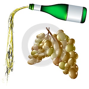 Pouring wine and grapes