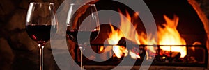 Pouring Wine Next To A Crackling Fireplace