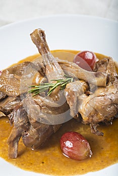 Poussin with grapes sauce photo