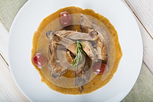 Poussin with grapes sauce photo