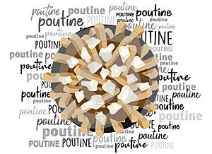 Poutine quebec meal with french fries word cloud