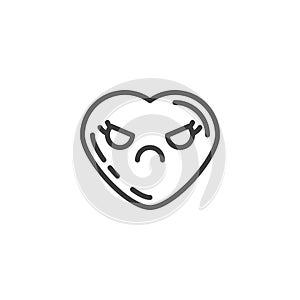 Pouting heart face emoji line icon