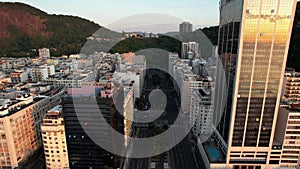 POV between buildings at Avenida Princesa Isabel in between Leme and Copacabana neighbourhoods in Rio de Janeiro, Brazil