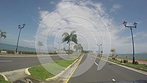 POV of empty street in Panama City, Panama. Quarantined city, empty abandoned streets during coronavirus crisis Covid - 19