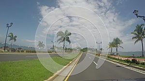 POV of empty street in Panama City, Panama. Quarantined city, empty abandoned streets during coronavirus crisis Covid - 19