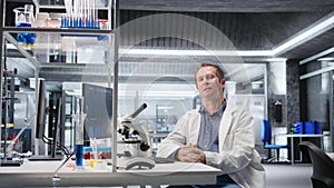 POV of lab scientist on video conference call explaining molecular analysis