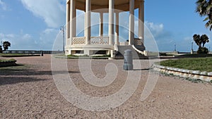 POV shot, walking on the Gazebo in the center of the Terrazza Mascagni, Livorno.