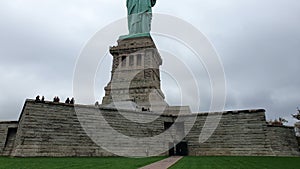 POV of Statue of Liberty on Liberty Island in New York City, Manhattan.