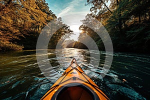 POV view of a man kayaking