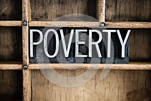 Poverty Concept Metal Letterpress Word in Drawer photo
