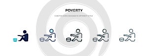 Poverty icon in different style vector illustration. two colored and black poverty vector icons designed in filled, outline, line