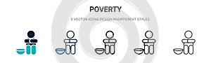 Poverty icon in filled, thin line, outline and stroke style. Vector illustration of two colored and black poverty vector icons