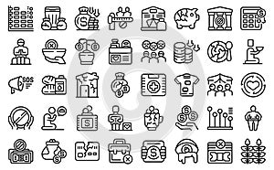 Poverty icons set outline vector. Volunteer charity