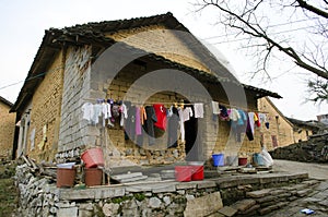 poverty - poor housing in a village in China