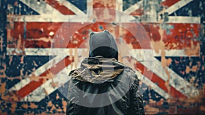 Poverty in the United Kingdom showing a homeless underprivileged teenage youth in England