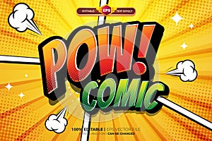 Pow Comic adventure editable text effect logo template