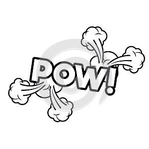 Pow comic words in speech bubble isolated icon