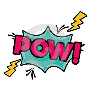 Pow comic words in speech bubble isolated icon